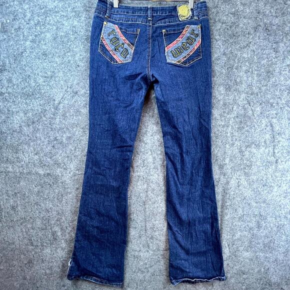 Vintage Rocawear Bootcut Jeans Womens 11 Blue Denim Y2K Logo Embroidered - Picture 1 of 11